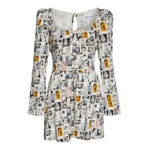 Reformation Daisie Comic Long Sleeve Minidres NWOT